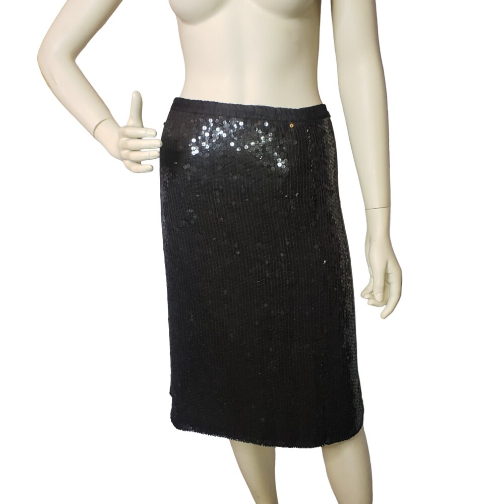 JOSEPH LE BON Vintage Black Sequin Skirt Size Small